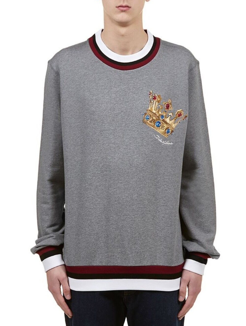 Dolce & Gabbana Crown Logo Patch Sweatshirt In Grey Size 46 (Small)